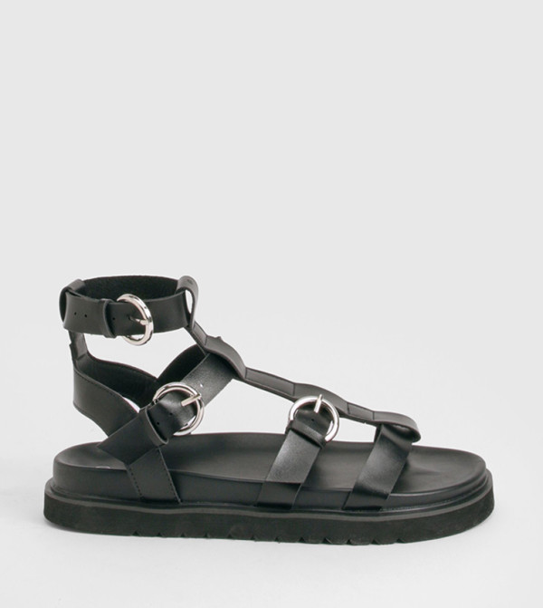Chunky Buckle Detail Flatform Sandals