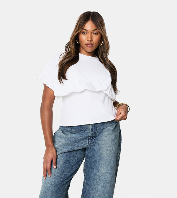 Curve Blouson Fitted Cotton Top