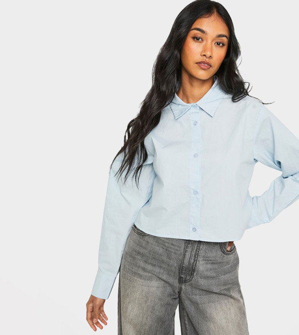 Cotton Poplin Cropped Shirt