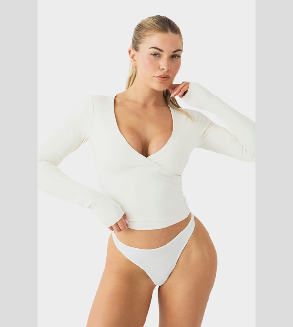Buttery Soft Built In Padded Long Sleeves Sculpt Crop Top