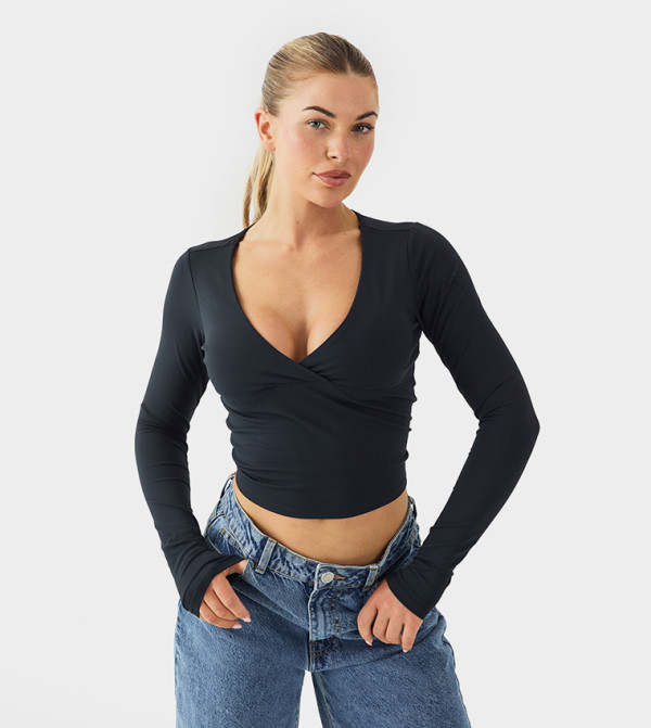 Premium Built In Padding Long Sleeves Sculpt Crop Top