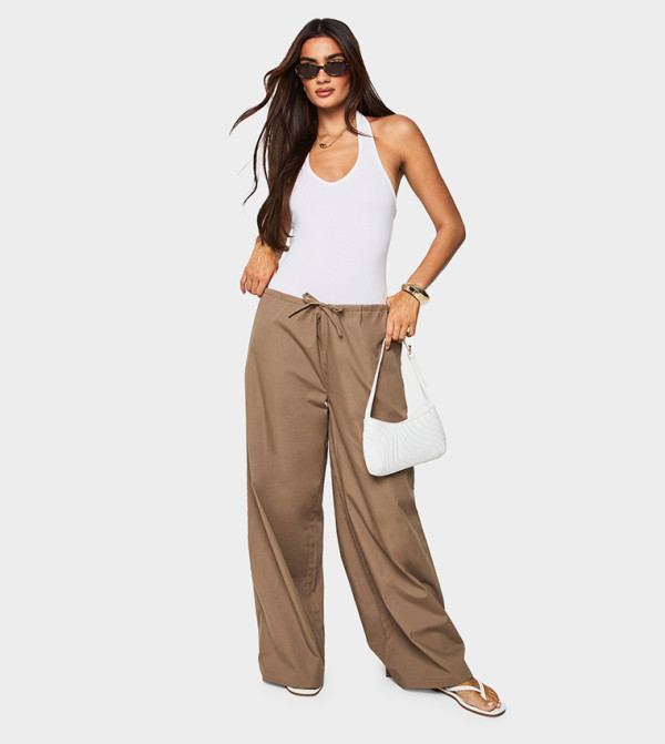 Cotton Poplin Wide Leg Trouser