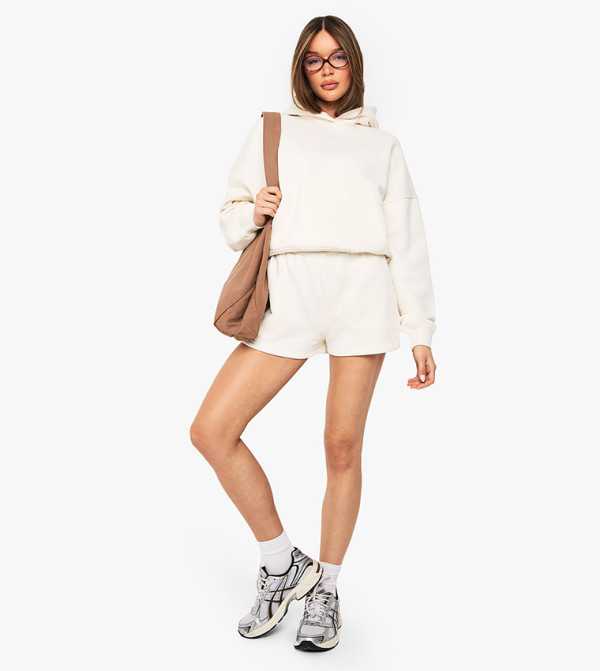 High Waist Sweat Shorts With Internal Drawcord