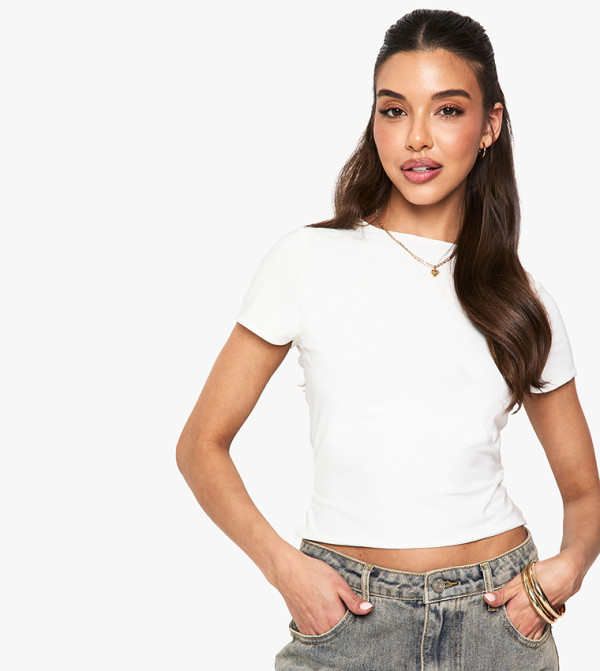 Double Layer Slinky Fitted Crop T-Shirt