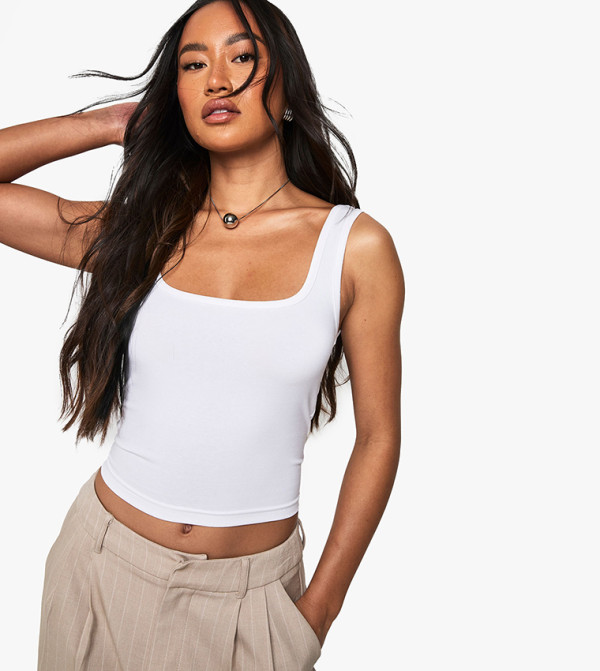 Premium Wide Strap Square Neck Tank Top