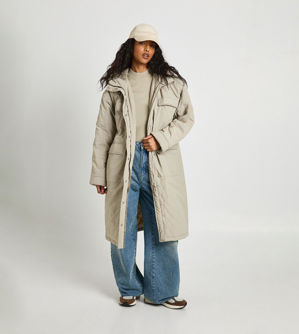 Long Sleeves Hooded Parka Coat