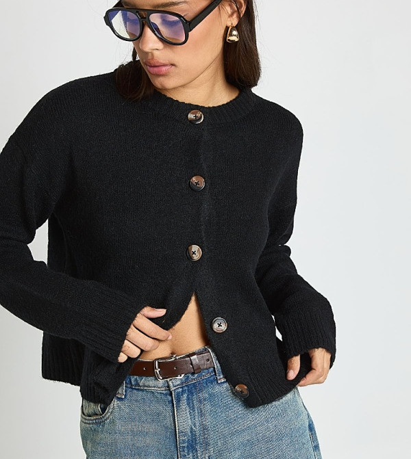 Crew Neck Soft Knit Cardigan