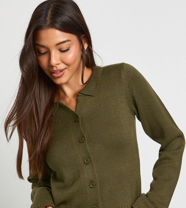 Ribbed Knit Long Sleeves Cardigan