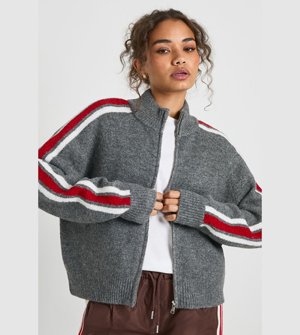 Chunky Knit Zip Through Knitted Cardigan