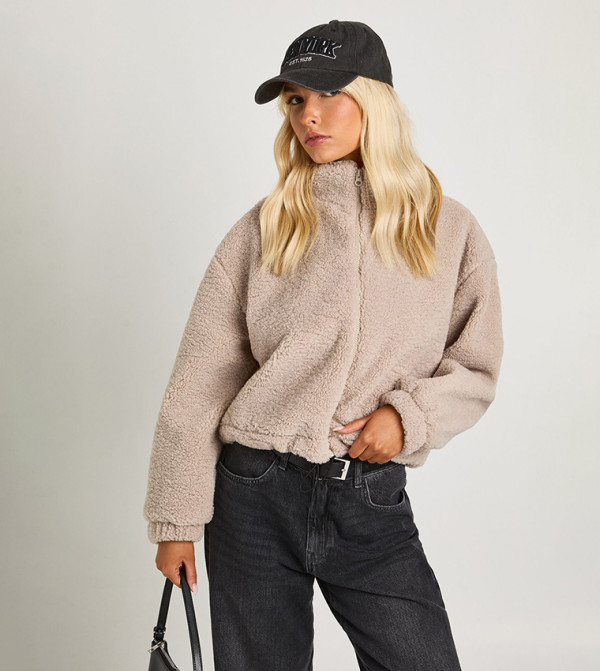 Teddy Zippered Bomber Jacket