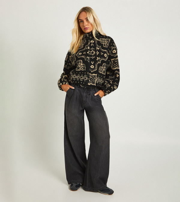 Bandana Teddy Zippered Bomber Jacket