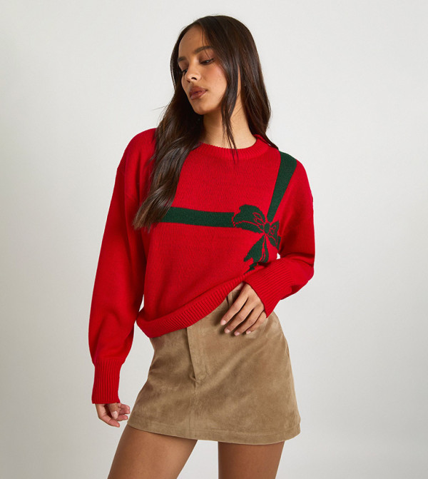 Present Bow Christmas Crew Neck Sweater