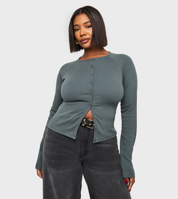 Curve Button Down Long Sleeves Top