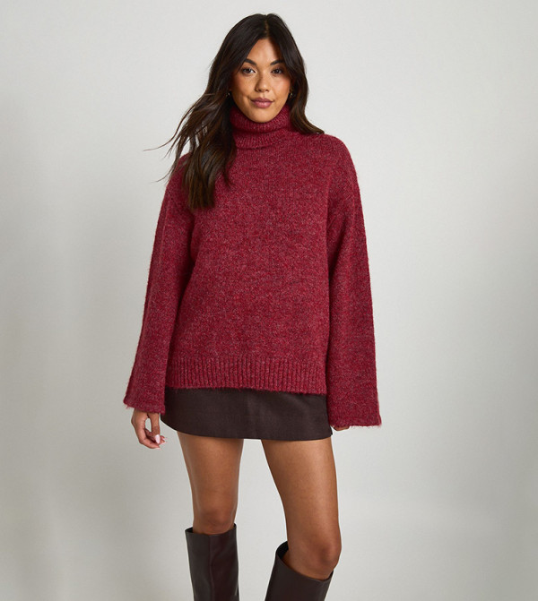 Soft Knit Oversized Roll Neck Jumper