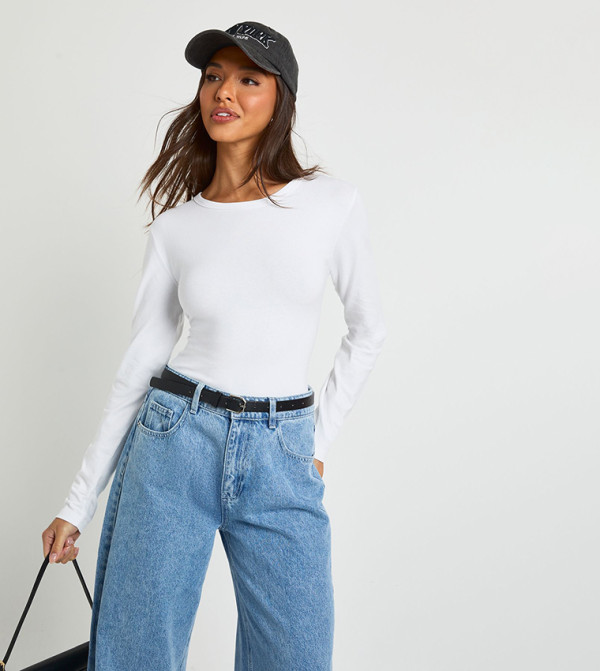 Solid Long Sleeves Fitted Top
