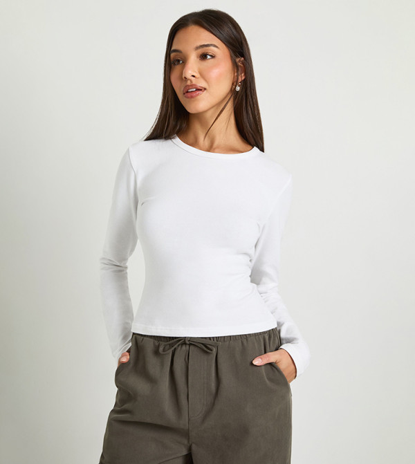 Solid Long Sleeves Fitted Top