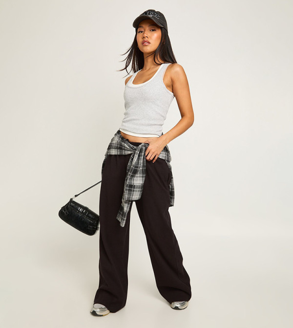 Petite Rib Wide Leg Trousers