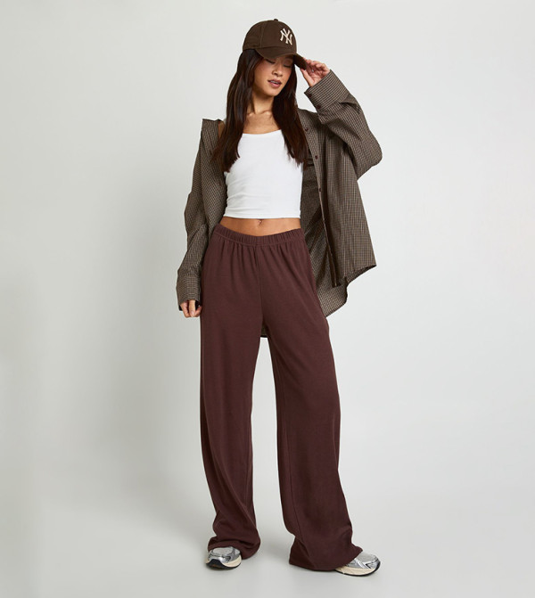 Tall Ribbed Wide Leg Sweatpants
