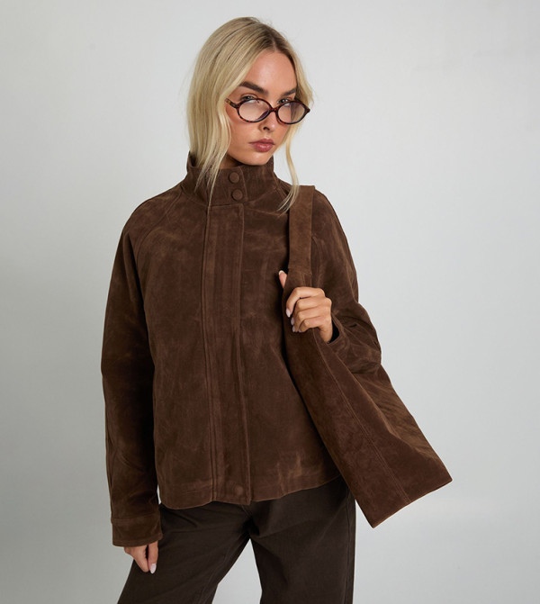 Faux Suede Bomber Jacket
