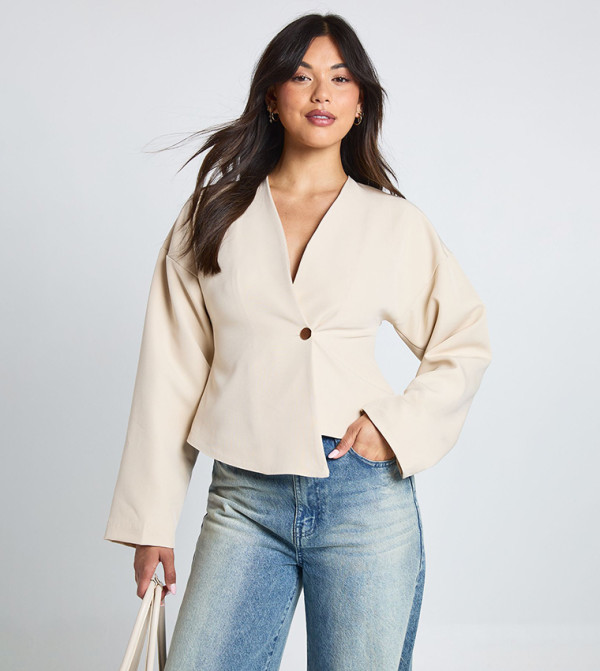 Gold Button Long Sleeves Wrap Top