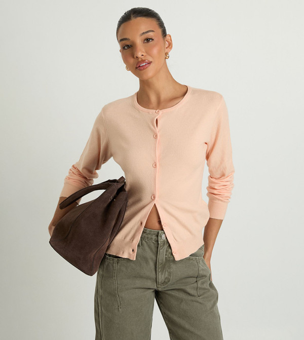 Super Soft Lightweight Knitted Crew Neck Cardigan