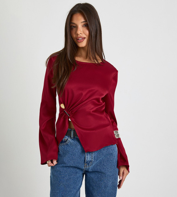 Flared Sleeves Trim Detail Top