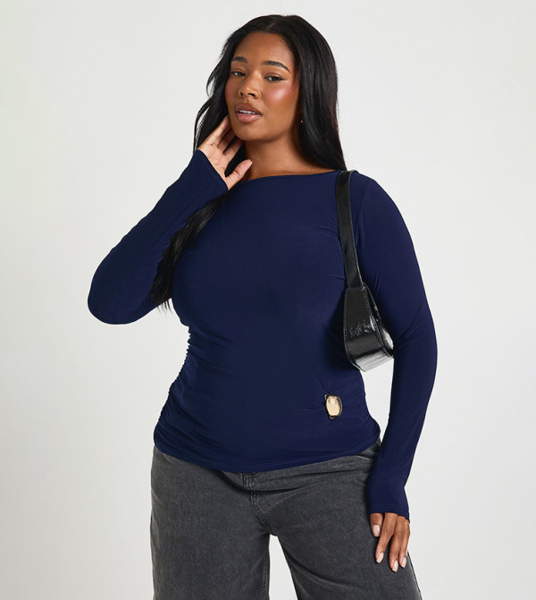 Curve Long Sleeves Ruched Detail Top