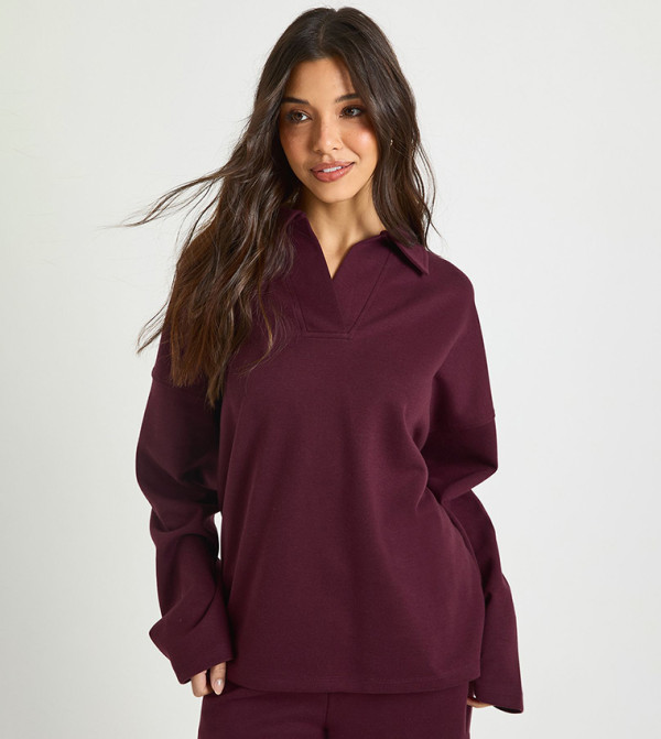 Interlock Collared Rugby Polo Neck Sweatshirt