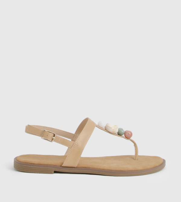 Beaded Toe Post Flat Sandals