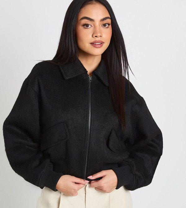 Wool Look Pocket Detail Jacket