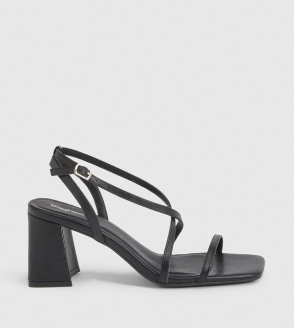 Cross Front Strappy Block Heel Sandals
