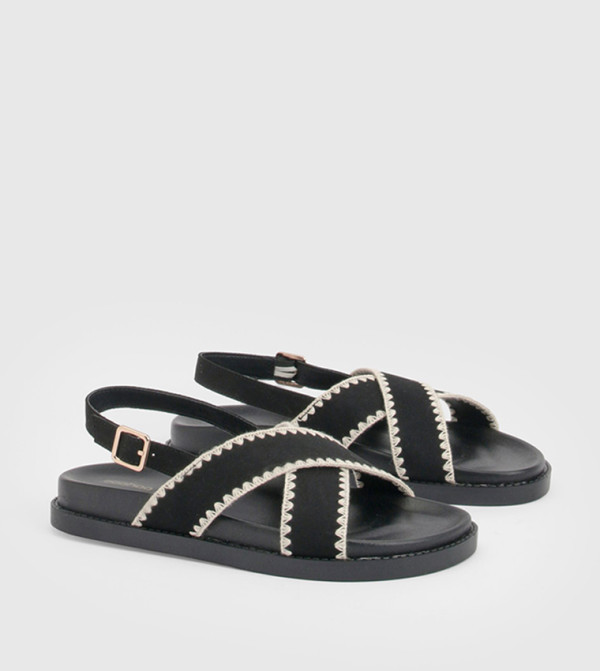 Crossover Whipstitch Detail Sandals