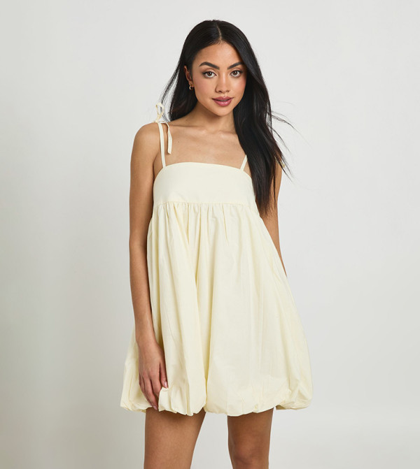 Poplin Puff Ball Mini Dress