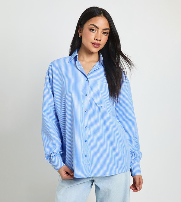 Striped Poplin Oversized Shirt