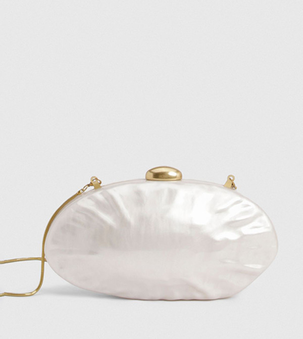 Pearlised Hard Shell Clutch Bag