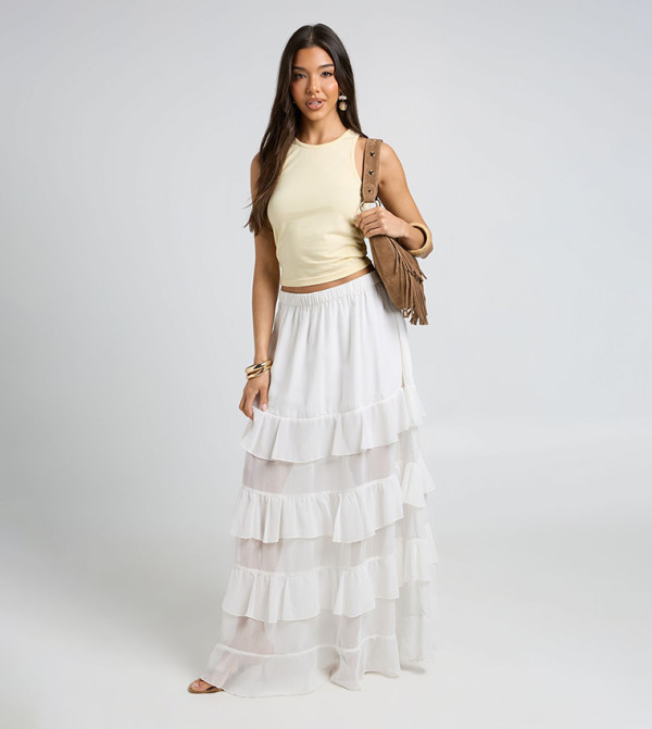 Ruffle Chiffon Tiered Maxi Skirt