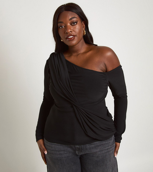Curve Slinky Draped Asymmetric Top