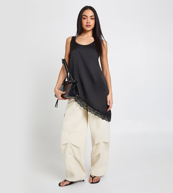Scoop Neck Asymmetric Hem Cami Top