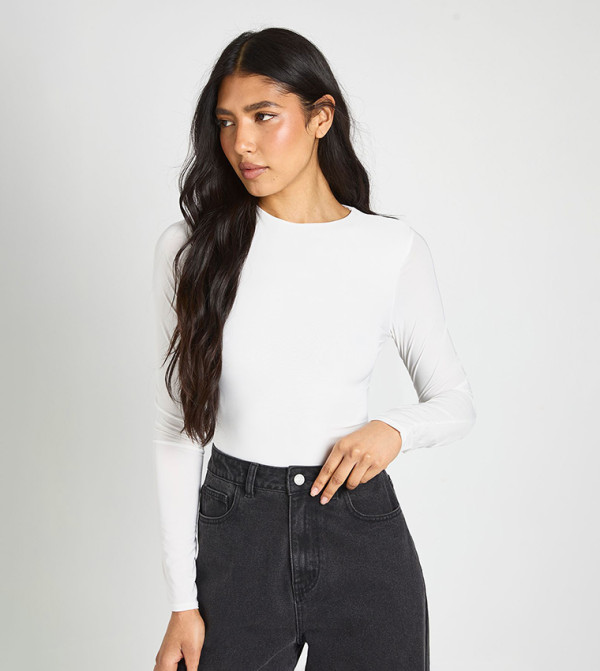 Tall Double Layer Long Sleeves Bodysuit Top