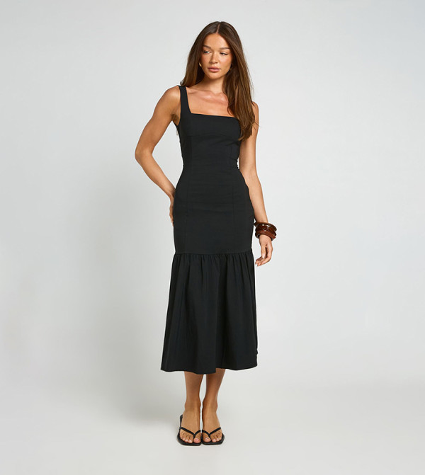 Drop Hem Fitted Midaxi Dress