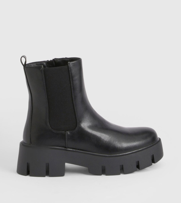 Cleated Sole Chunky Chelsea Boots