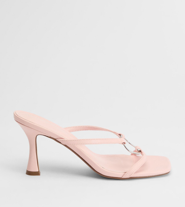 Hardware Ring Detail Toe Post Heel Sandals