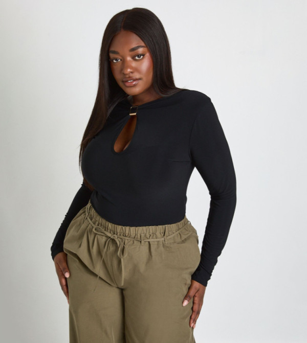 Curve Trim Keyhole Bodysuit Top