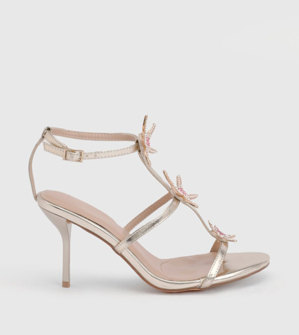 Starfish Trim Embellished Strappy Heeled Sandals