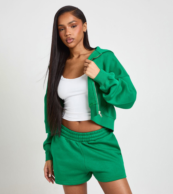 High Waist Sweatshort with Drawstring Waist