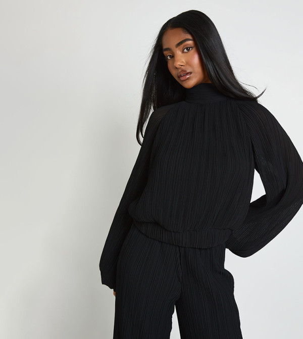 Plisse Batwing Sleeves Top