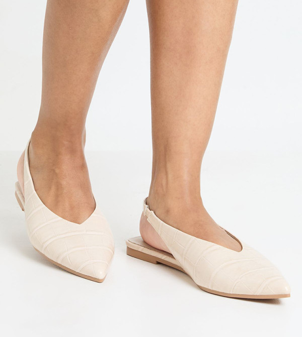 Croc High Cut Slingback Pointed Toe Flat Shoes
