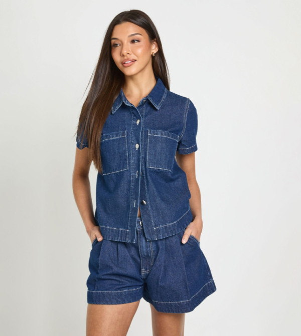 Button Down Pocket Denim Shirt