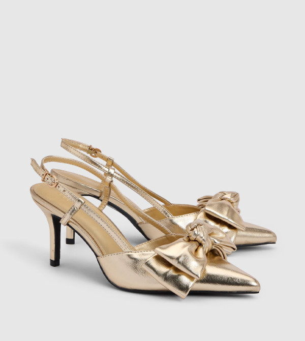 Bow Detail Slingback Pointed Toe Pumps