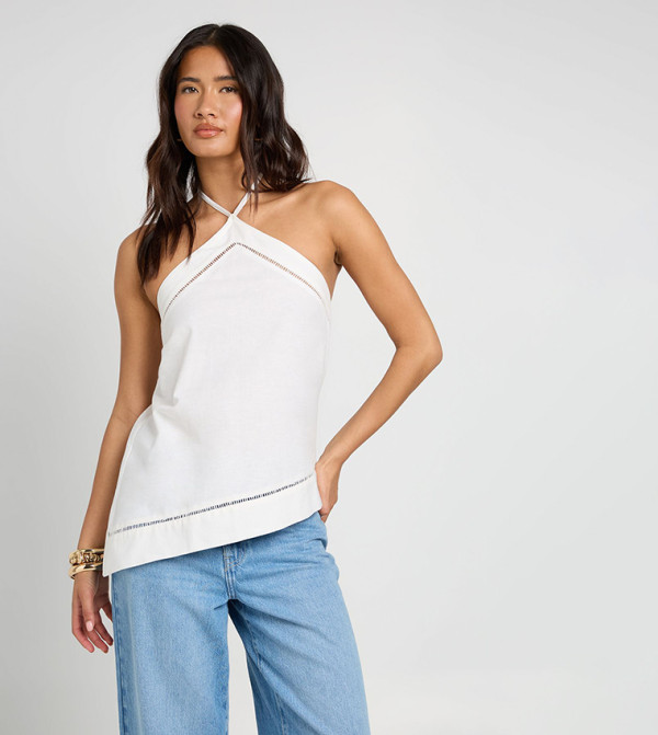 Linen Ladder Insert Asymmetric Top